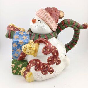 Fitz & Floyd Frosty Folks Teapot Classics Vintage1995 Christmas Mint Orig Box
